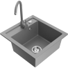 Mexen Vito 1-bowl granite kitchen sink with Telma kitchen tap, grey - 6503-71-670200-71