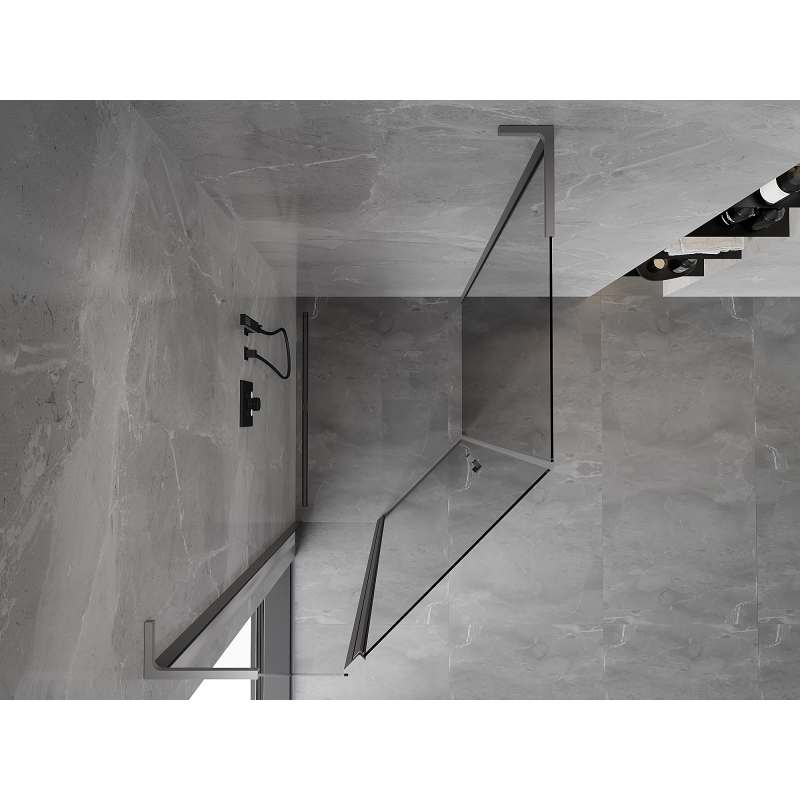 Mexen Mist L asymmetrical pentagonal shower cabin with hinged door 80 x 90 cm, transparent, gun metal - 8A8L-080-090-95-00