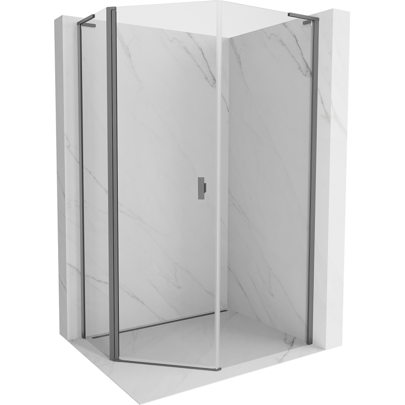Mexen Mist L asymmetrical pentagonal shower cabin with hinged door 80 x 90 cm, transparent, gun metal - 8A8L-080-090-95-00
