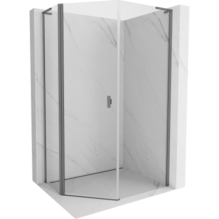 Mexen Mist L asymmetrical pentagonal shower cabin with hinged door 80 x 90 cm, transparent, gun metal - 8A8L-080-090-95-00