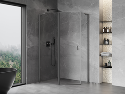 Mexen Mist L asymmetrical pentagonal shower enclosure 100 x 90 cm, transparent, gun metal - 8A8L-100-090-95-00