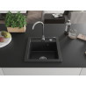Mexen Vito granite kitchen sink single bowl with Telma kitchen faucet, black/silver metallic - 6503-73-670200-00
