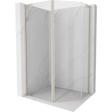 Mexen Mist L pentagonal asymmetrical swing shower cabin 90 x 80 cm transparent brushed nickel - 8A8L-090-080-97-00