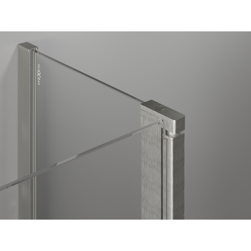 Mexen Mist L asymmetrical pentagonal shower enclosure with hinged door 100 x 80 cm transparent brushed nickel
