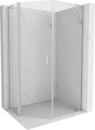 Mexen Mist L asymmetrical pentagonal shower enclosure with hinged doors 80 x 90 cm transparent brushed nickel