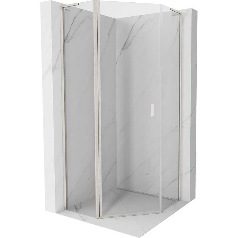 Mexen Mist L pentagonal hinged shower enclosure 90 x 90 cm, transparent, brushed nickel - 8A8L-090-090-97-00