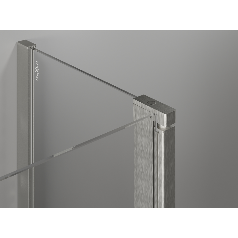 Mexen Mist L asymmetrical pentagonal hinged shower enclosure 100 x 90 cm transparent brushed nickel - 8A8L-100-090-97-00