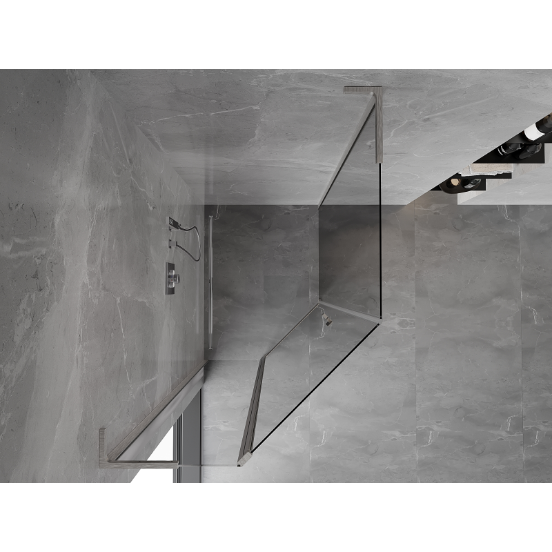 Mexen Mist L asymmetric pentagonal shower cabin with a hinged door 90 x 100 cm transparent brushed nickel - 8A8L-090-100-97-00