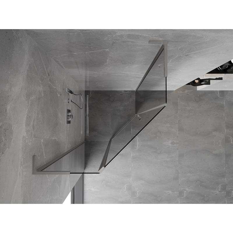 Mexen Mist L pentagonal hinged shower enclosure 100 x 100 cm, transparent, brushed nickel - 8A8L-100-100-97-00