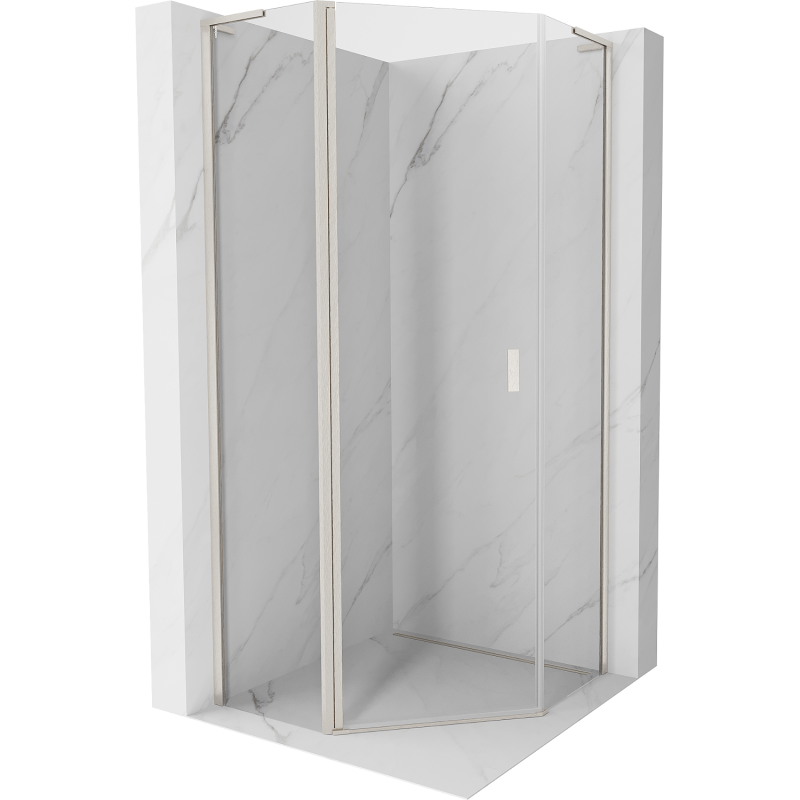 Mexen Mist L pentagonal hinged shower enclosure 100 x 100 cm, transparent, brushed nickel - 8A8L-100-100-97-00
