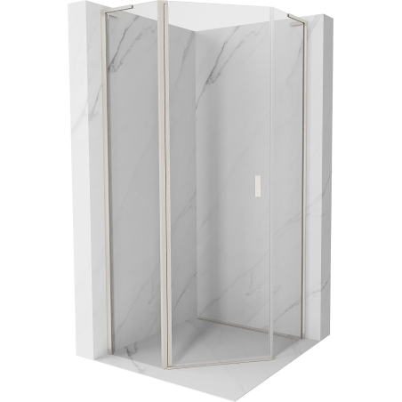 Mexen Mist L pentagonal hinged shower enclosure 100 x 100 cm, transparent, brushed nickel - 8A8L-100-100-97-00