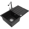 Mexen Bruno 1-compartment granite sink with a drip tray and kitchen mixer tap Duero, Black - 6513-77-671600-00