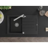 Mexen Bruno granite sink 1-bowl with drainer and kitchen faucet Duero, black - 6513-77-671600-00