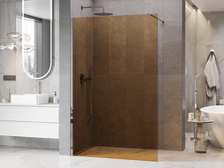 Mexen Kioto Walk-in Shower Wall 80 x 200 cm, Brown 8 mm, Chrome - 800-080-101-01-32