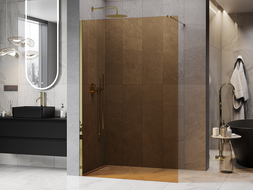 Mexen Kioto Walk-in Shower Wall 80 x 200 cm, Bronze 8 mm, Gold - 800-080-101-50-32