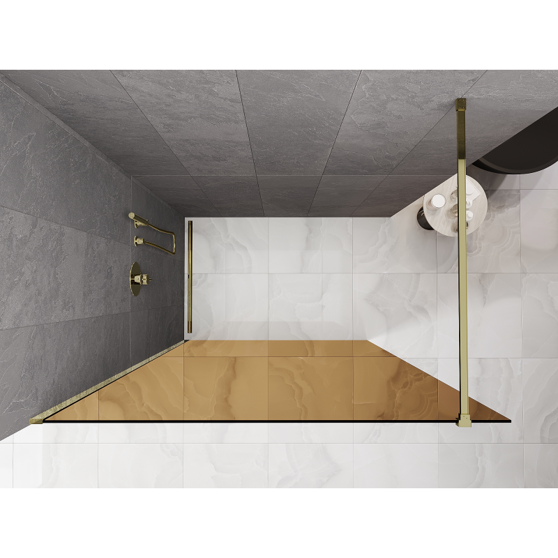 Mexen Kioto Walk-in Shower Screen 90 x 200 cm, Bronze 8 mm, Gold - 800-090-101-50-32