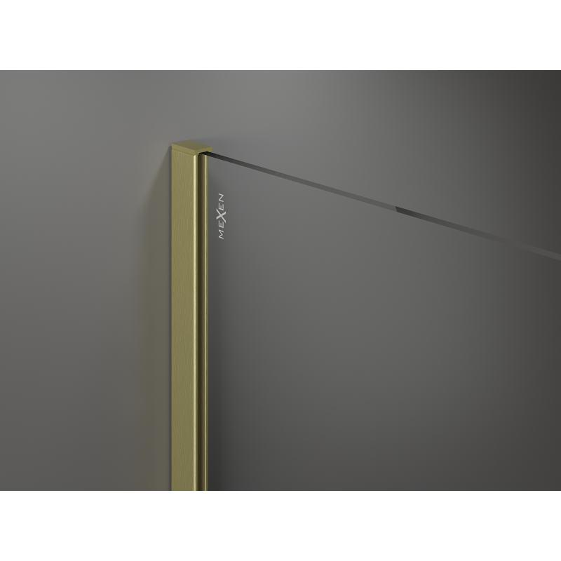 Mexen Kioto Walk-in Shower Wall 100 x 200 cm, Brown 8 mm, Brushed Gold - 800-100-101-55-32