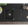 Mexen Bruno granite sink 1-bowl with drainer and kitchen faucet Duero, black - 6513-77-671600-70