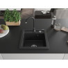 Mexen Vito granite sink 1-bowl with Telma kitchen faucet, black/silver metallic - 6503-73-670200-70
