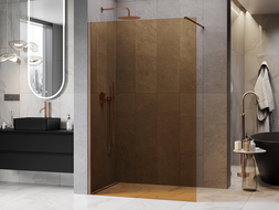 Mexen Kioto Walk-in Shower Panel 90 x 200 cm, 8 mm Bronze, Brushed Copper - 800-090-101-65-32