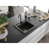 Mexen Vito granite sink 1-bowl with Telma kitchen tap, black/gold metallic - 6503-75-670200-70