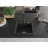Mexen Vito granite sink single bowl with Telma kitchen faucet, black/gold metallic - 6503-75-670200-70