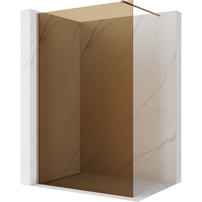 Mexen Kioto Walk-in Shower Screen 130 x 200 cm, Bronze 8 mm, Brushed Copper - 800-130-101-65-32