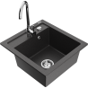 Mexen Vito granite kitchen sink 1-bowl with Telma kitchen faucet, black speckled - 6503-76-670200-00