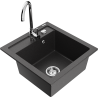 Mexen Vito granite sink 1-bowl with Telma kitchen tap, black speckled - 6503-76-670200-00