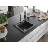 Mexen Vito granite kitchen sink 1-bowl with Telma kitchen faucet, black speckled - 6503-76-670200-00