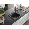 Mexen Vito granite sink 1-bowl with Telma kitchen tap, black speckled - 6503-76-670200-00