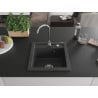 Mexen Vito granite sink 1-bowl with Telma kitchen tap, black speckled - 6503-76-670200-00