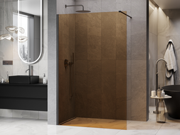 Mexen Kioto Walk-in Shower Wall 140 x 200 cm, Bronze 8 mm, Gun Gray Brushed - 800-140-101-66-32