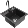 Mexen Vito granite single-bowl sink with kitchen faucet Telma, black speckled - 6503-76-670200-76