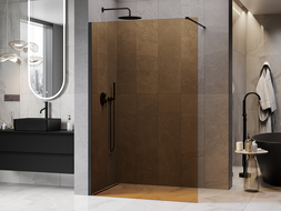 Mexen Kioto Walk-in Shower Wall 90 x 200 cm, Bronze 8 mm, Black - 800-090-101-70-32
