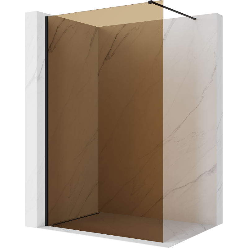 Mexen Kioto Walk-in Shower Wall 120 x 200 cm, Bronze 8 mm, Black - 800-120-101-70-32