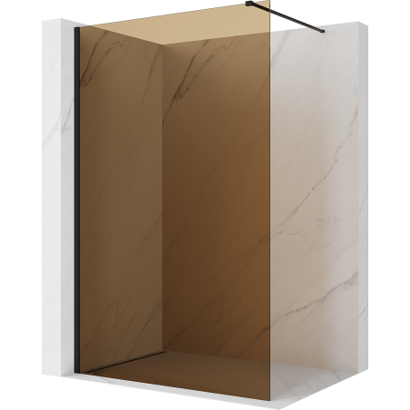 Mexen Kioto Walk-in Shower Wall 140 x 200 cm, Bronze 8 mm, Black - 800-140-101-70-32