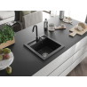 Mexen Vito 1-bowl granite sink with Telma kitchen faucet, black - 6503-77-670200-70