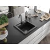 Mexen Vito granite kitchen sink 1-bowl with Telma kitchen tap, black - 6503-77-670200-70