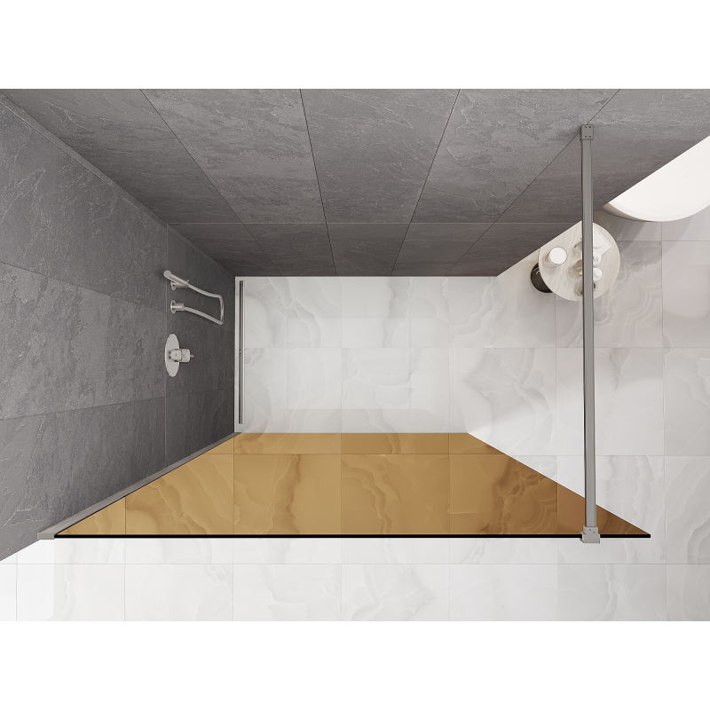 Mexen Kioto Walk-in Shower Wall 100 x 200 cm, Bronze 8 mm, Brushed Nickel - 800-100-101-97-32