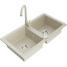 Mexen Mario 2-compartment granite sink with a kitchen mixer tap Telma, Beige - 6504-69-670200-69