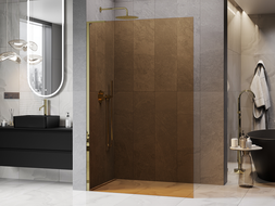 Mexen Kioto L Walk-in Shower Wall 110 x 200 cm, Bronze, Gold - 800-110-103-50-32