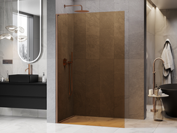 Mexen Kioto L Walk-in Shower Wall 100 x 200 cm, Brown, Brushed Copper - 800-100-103-65-32
