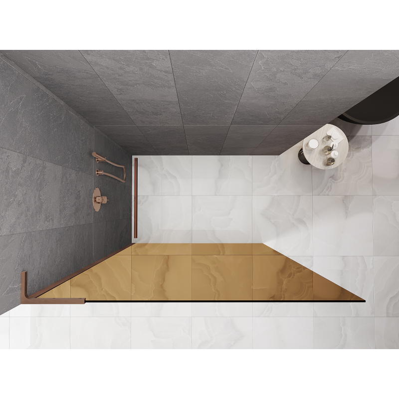 Mexen Kioto L Walk-in Shower Wall 100 x 200 cm, Brown, Brushed Copper - 800-100-103-65-32