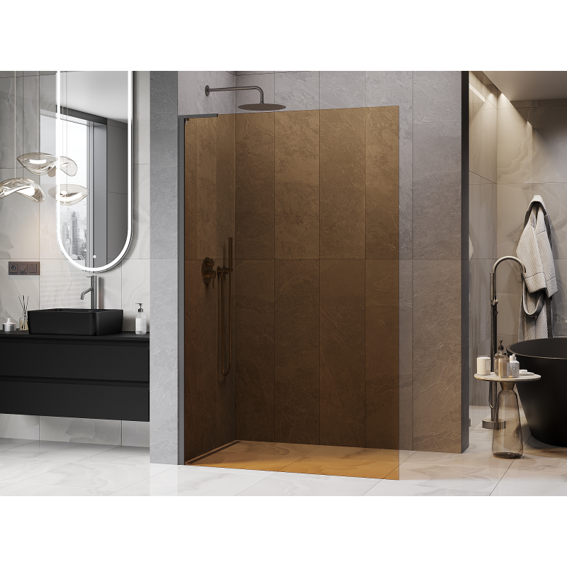 Mexen Kioto L Walk-in Shower Wall 80 x 200 cm, Bronze, Gun Metal - 800-080-103-95-32