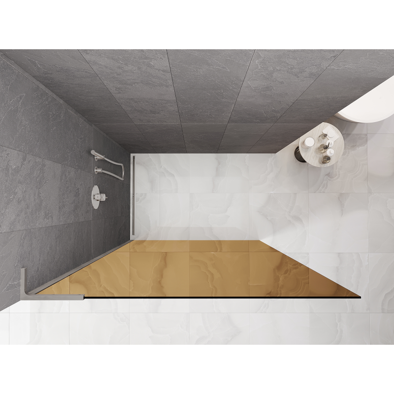 Mexen Kioto L Walk-in Shower Screen 90 x 200 cm, Brown, Brushed Nickel - 800-090-103-97-32