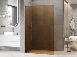 Mexen Kioto L Walk-in Shower Screen 110 x 200 cm, Bronze, Brushed Nickel - 800-110-103-97-32