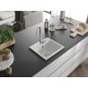 Mexen Milo granite kitchen sink single-bowl with Telma kitchen faucet, white - 6505-20-670200-00