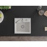 Mexen Milo granite kitchen sink single-bowl with Telma kitchen faucet, white - 6505-20-670200-00