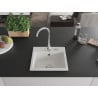 Mexen Milo granite kitchen sink single-bowl with Telma kitchen faucet, white - 6505-20-670200-00